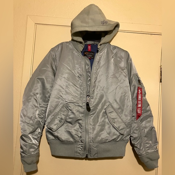 Alpha Industries L-2B Hooded Battlewash Flight Jacket in Vintage White sz S Jackets & Coats